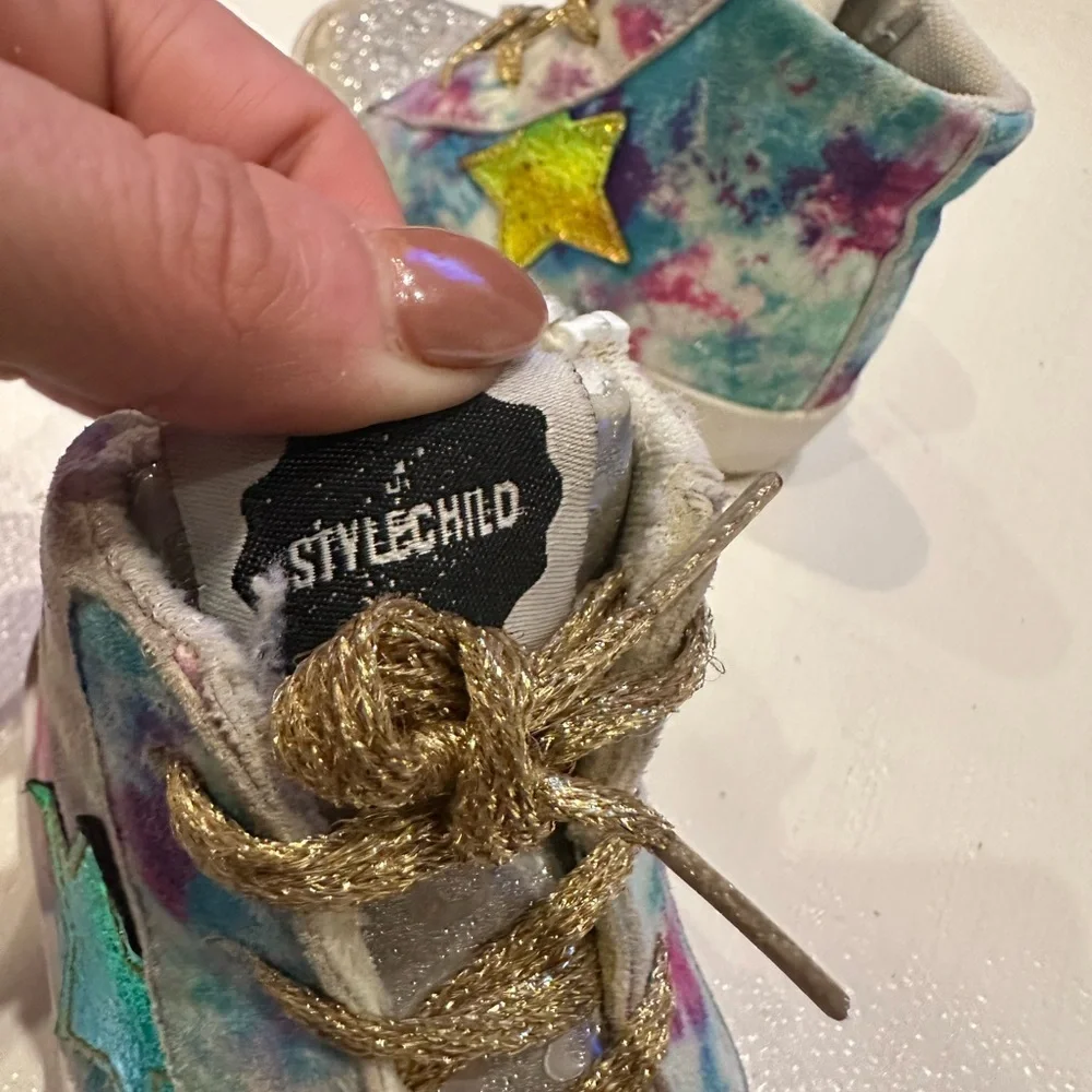 Designer Kids Tie-Dye Sneakers with Gold Star